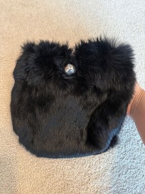 Vintage Y2K Desmo Fur Genuine Leather Bag Clutch Black